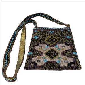 Y&S Original Beaded Zip Top Crossbody Shoulder Bag